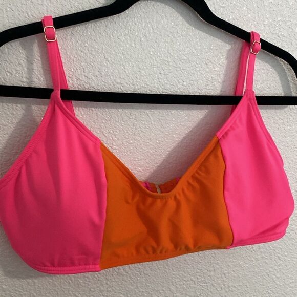 NWT- Kate Spade- Orange and Pink- Neon color blocked bikini- Size XL - Picture 5 of 13